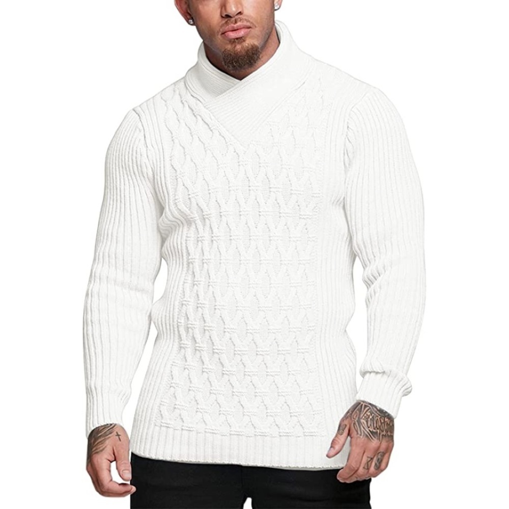 New Mens Cardigan Uniquely Diamond Knitted Sweater Multiple Sizes